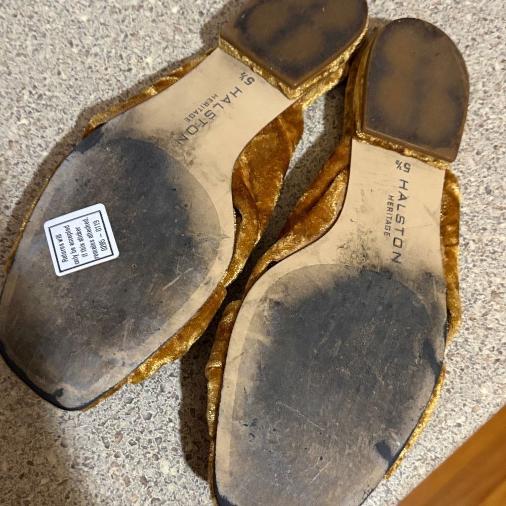 Halston Heritage Women's Brown Velvet Sandals - Picture 9 of 10